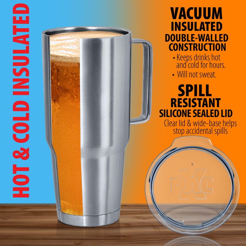 Maxam XPAC 64 Ounce Double Vacuum Wall Stainless Steel Vacuum Insulated Tumbler with Lid and Handle, Fits in a 4 Inch Wide Car Beverage Holder - Image 4